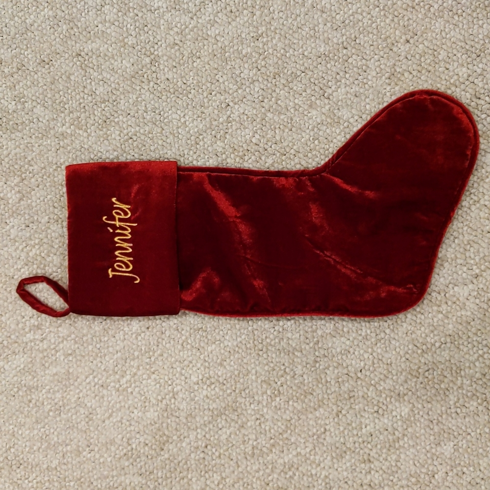 Embroidered Christmas stocking, "Jennifer"